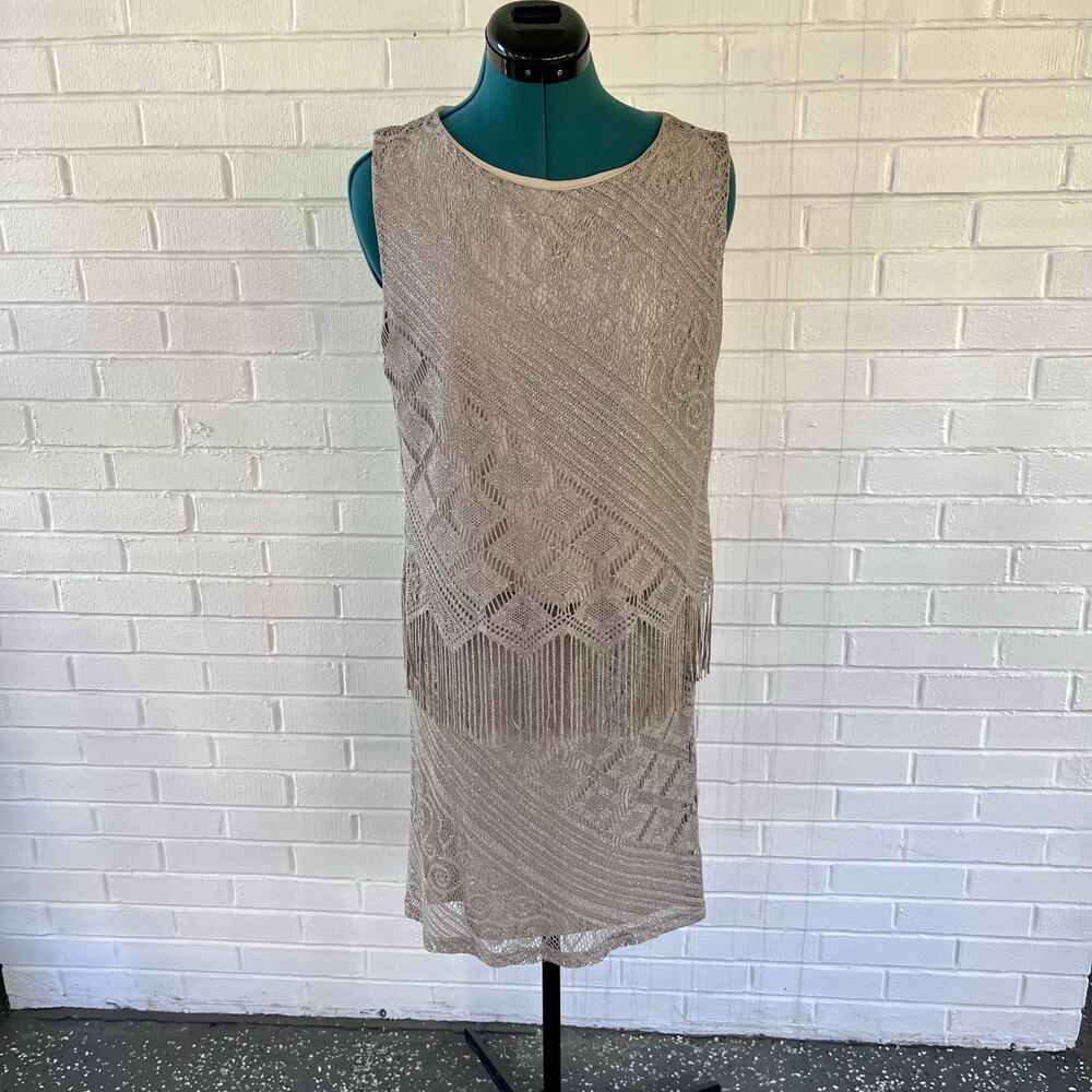 Vintage 90s I.N. Fashion two piece fringed crochet set